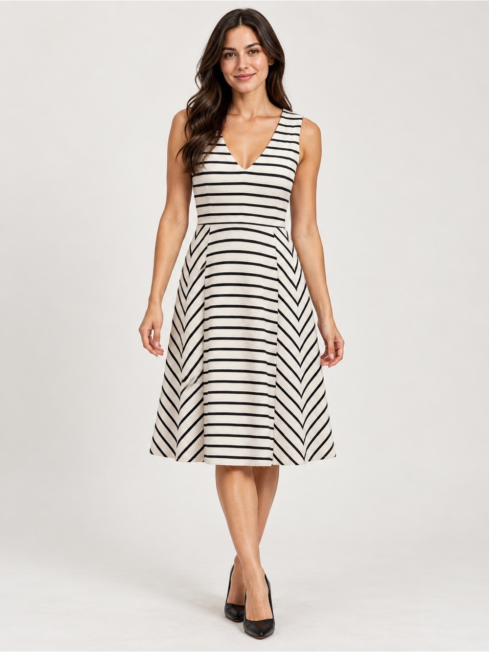 ASOS 🔥 Striped V‑Neck Fit & Flare Dress